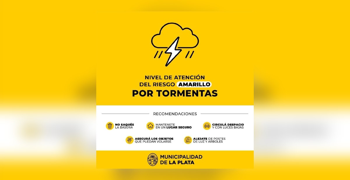 La Municipalidad de La Plata elevó a amarillo el nivel de atención por tormentas