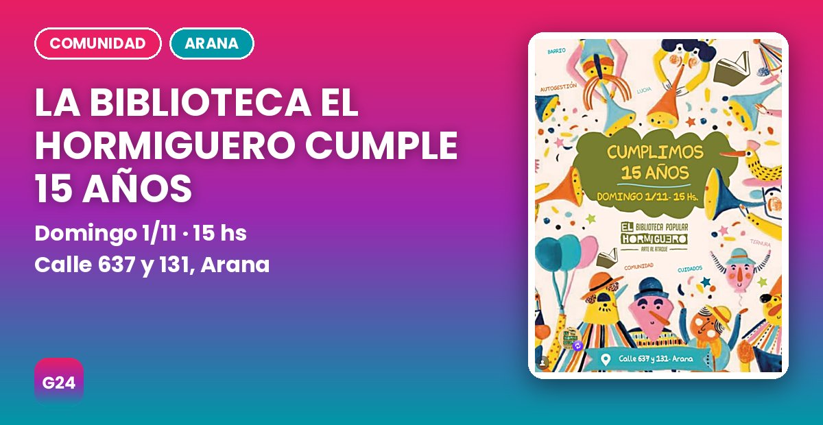 La Biblioteca Popular El Hormiguero de Arana cumple 15 años